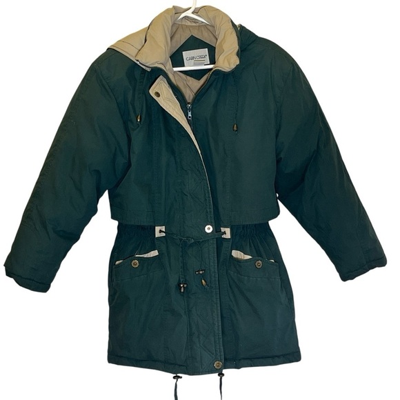 VTG Y2K Cabin Creek Puffer Down Quilted Coat Jacket Hooded Pine Green Women’s S - Picture 1 of 15